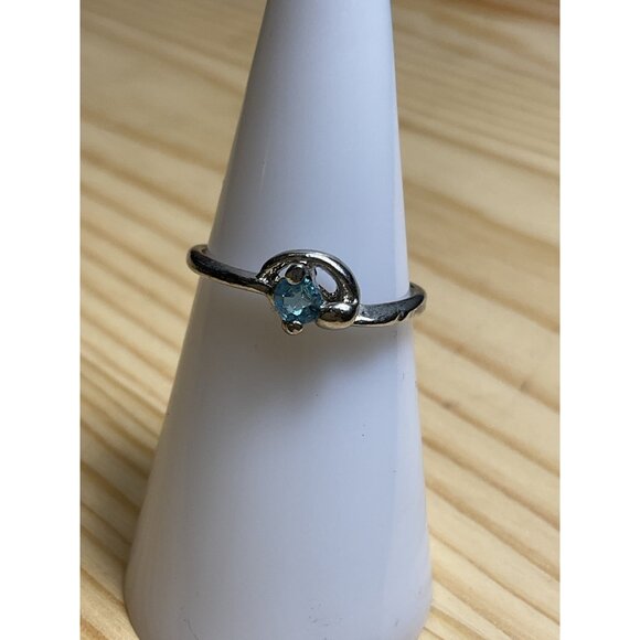 Silver Ring With Delicate Blue Gemstone - Picture 1 of 4